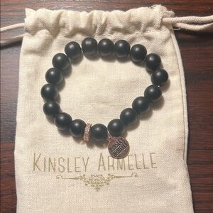 Kinsley Armelle Matte Black Bracelet with Gold Accent